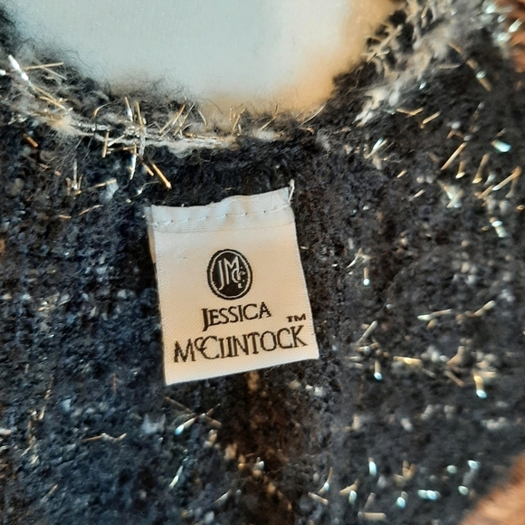 Jessica McClintock Poncho Oversized Blanket Wrap Woven Metallic Soft Fringe Boho - Picture 8 of 9